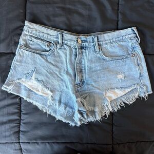 we the free light wash distressed denim shorts